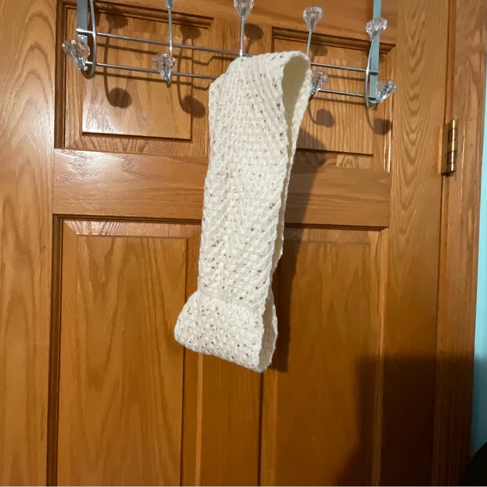 White with gold sparkle scarf